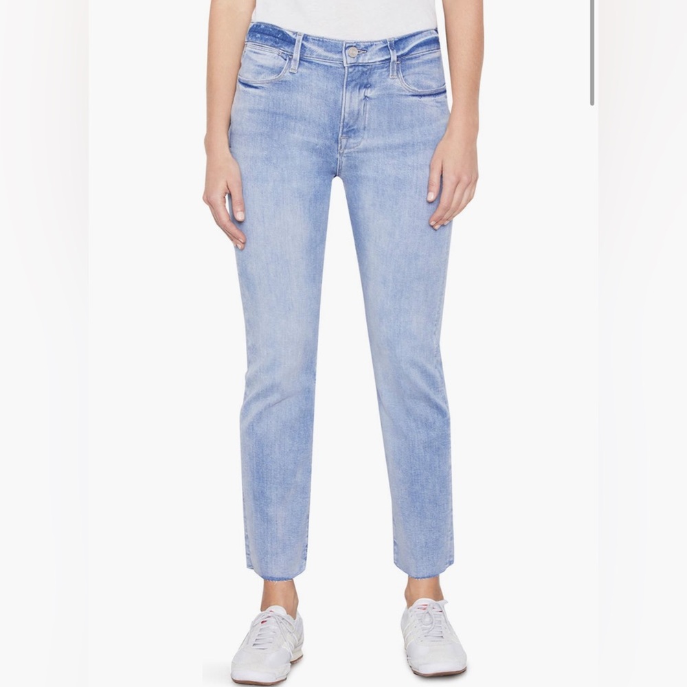 Frame Le High Straight Raw Hem Organic Cotton Jeans